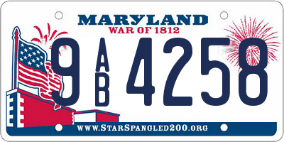 MD license plate 9AB4258