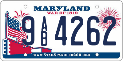 MD license plate 9AB4262
