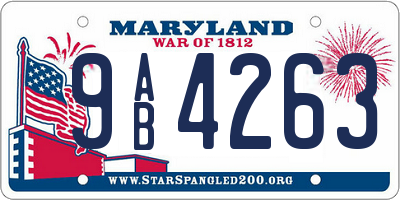 MD license plate 9AB4263