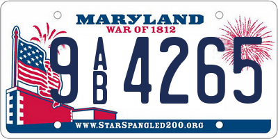 MD license plate 9AB4265