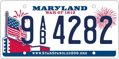 MD license plate 9AB4282