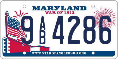 MD license plate 9AB4286