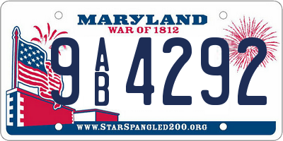 MD license plate 9AB4292
