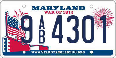 MD license plate 9AB4301