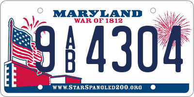 MD license plate 9AB4304
