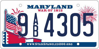 MD license plate 9AB4305