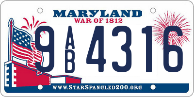 MD license plate 9AB4316