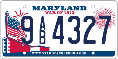 MD license plate 9AB4327