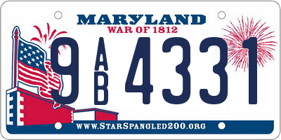 MD license plate 9AB4331