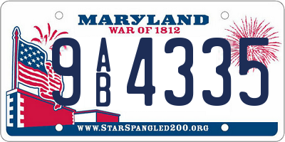 MD license plate 9AB4335