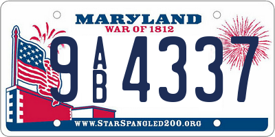 MD license plate 9AB4337