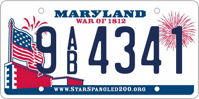 MD license plate 9AB4341