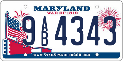 MD license plate 9AB4343