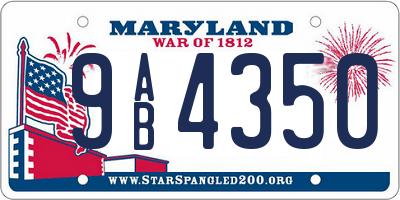 MD license plate 9AB4350