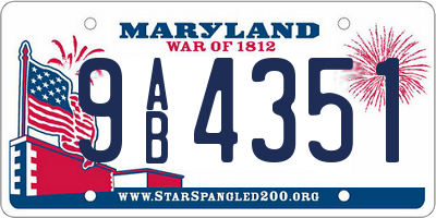 MD license plate 9AB4351