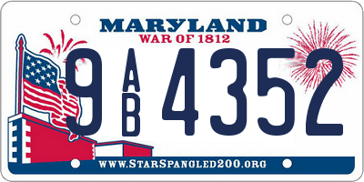 MD license plate 9AB4352