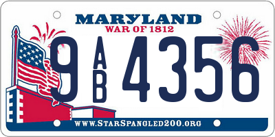 MD license plate 9AB4356