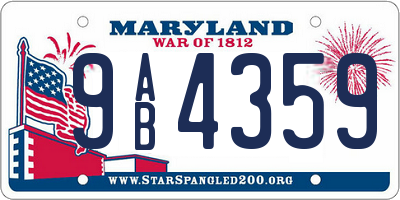 MD license plate 9AB4359