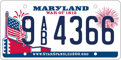 MD license plate 9AB4366