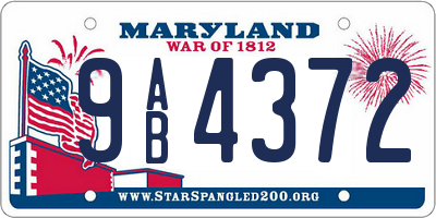 MD license plate 9AB4372