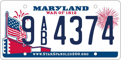 MD license plate 9AB4374