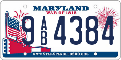 MD license plate 9AB4384
