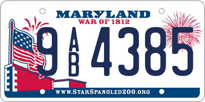 MD license plate 9AB4385