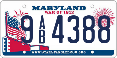 MD license plate 9AB4388