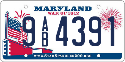 MD license plate 9AB4391
