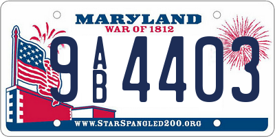 MD license plate 9AB4403