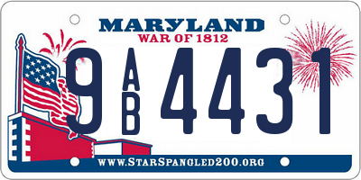 MD license plate 9AB4431