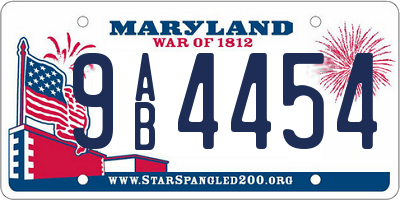 MD license plate 9AB4454