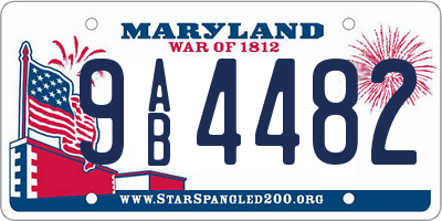 MD license plate 9AB4482