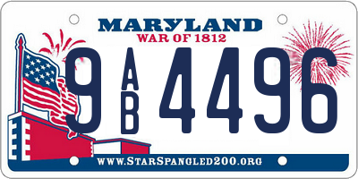 MD license plate 9AB4496