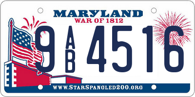 MD license plate 9AB4516