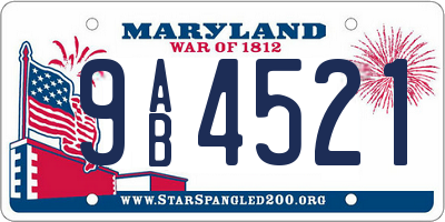 MD license plate 9AB4521