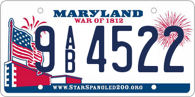 MD license plate 9AB4522
