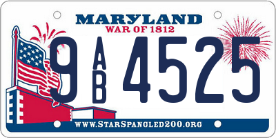 MD license plate 9AB4525
