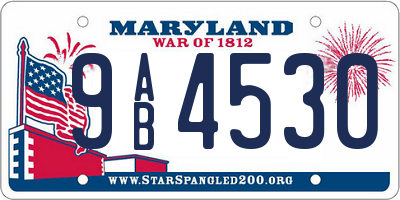 MD license plate 9AB4530
