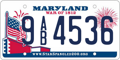 MD license plate 9AB4536