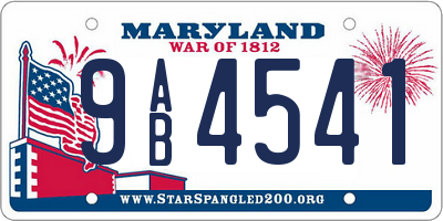 MD license plate 9AB4541