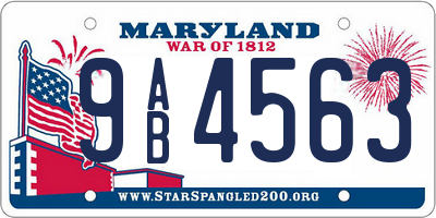 MD license plate 9AB4563