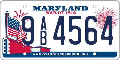 MD license plate 9AB4564