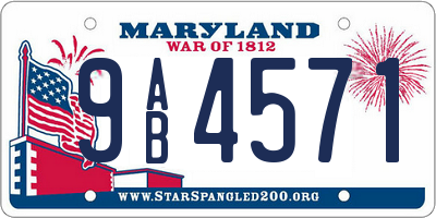 MD license plate 9AB4571