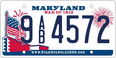 MD license plate 9AB4572