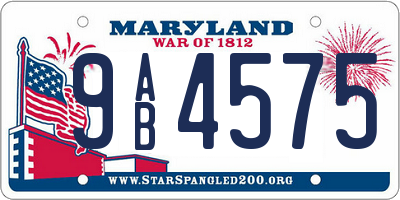 MD license plate 9AB4575