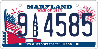 MD license plate 9AB4585