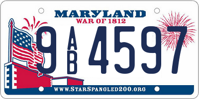 MD license plate 9AB4597