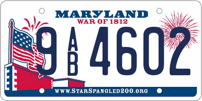 MD license plate 9AB4602