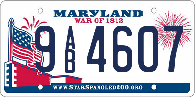 MD license plate 9AB4607